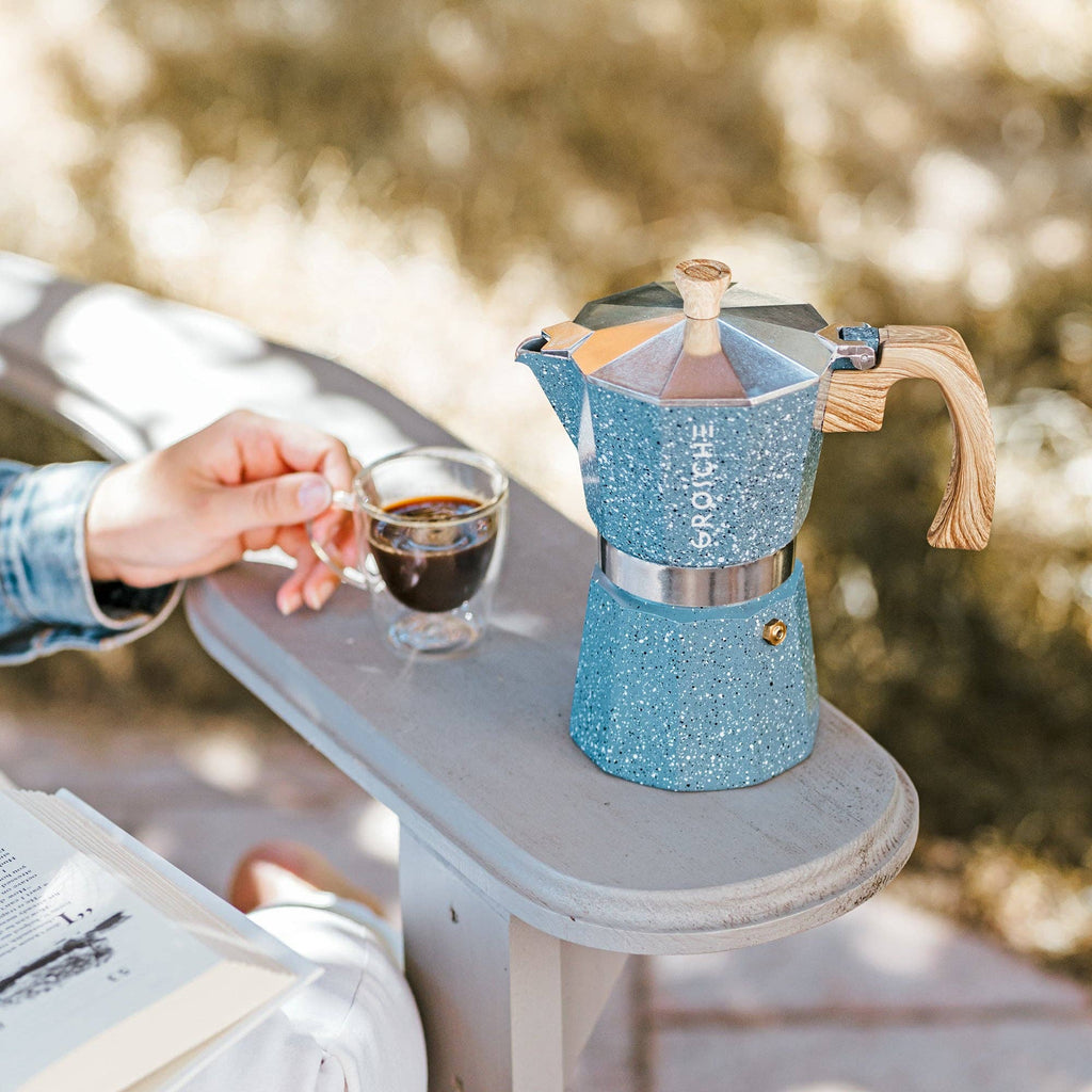 MILANO STONE Stovetop Espresso Maker - Indigo Blue: 6 cup