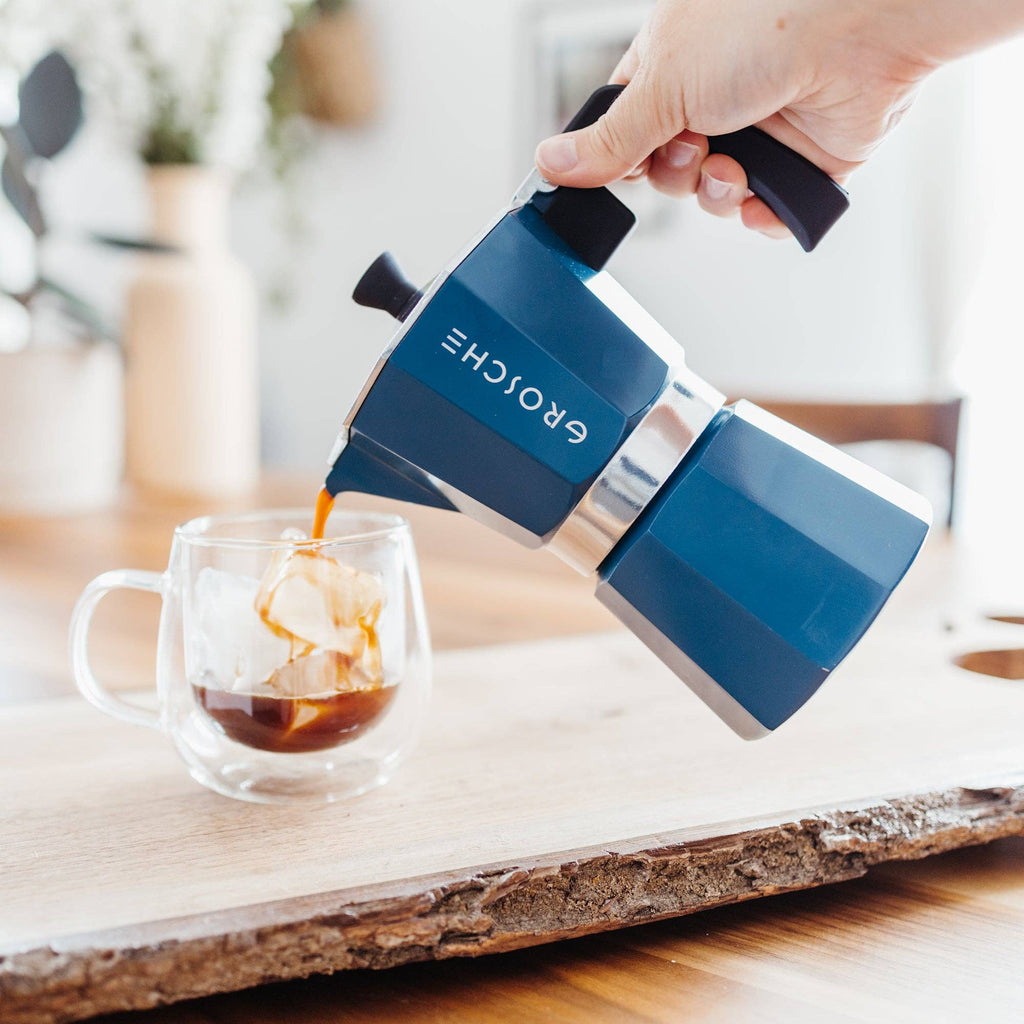 GROSCHE MILANO Stovetop Espresso Maker - Blue: 3 cup