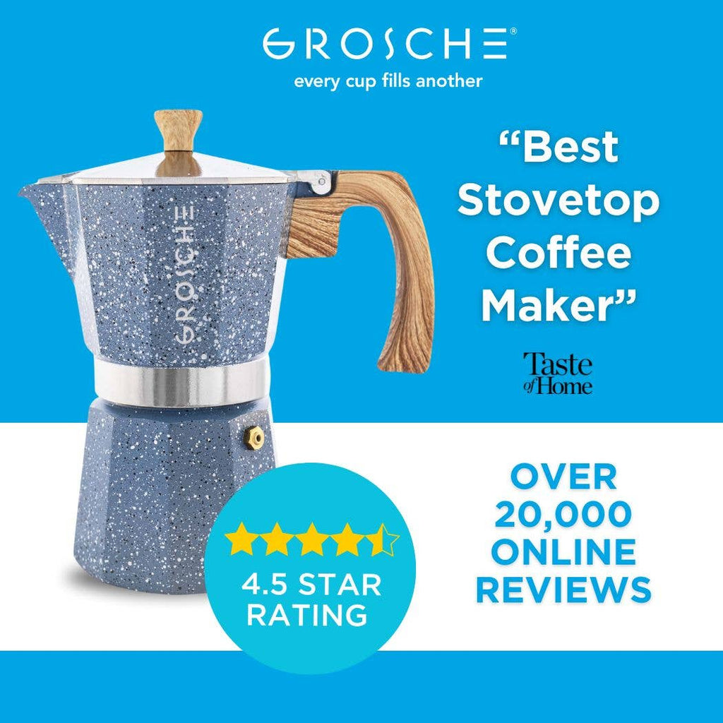MILANO STONE Stovetop Espresso Maker - Indigo Blue: 6 cup
