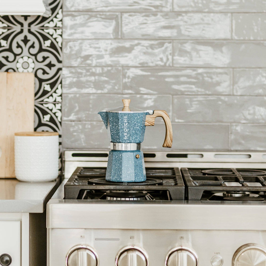 MILANO STONE Stovetop Espresso Maker - Indigo Blue: 6 cup
