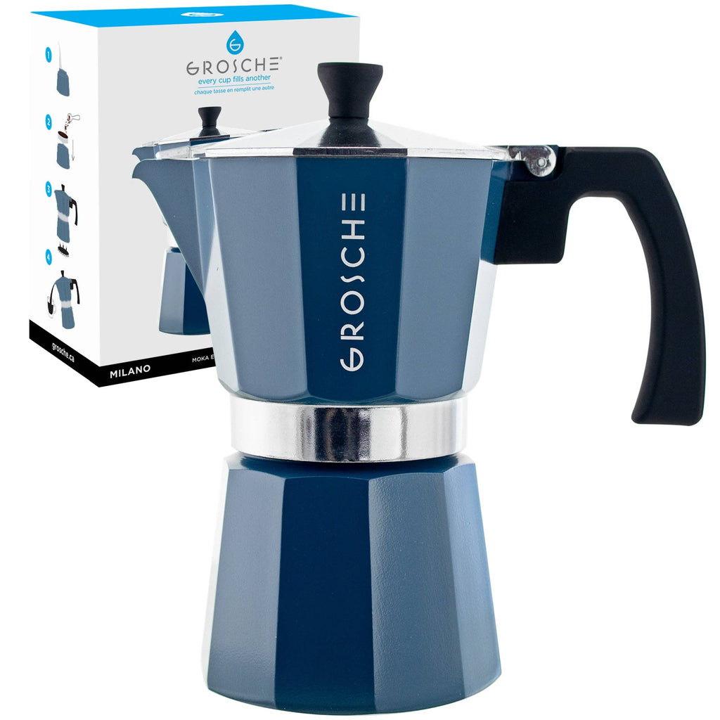 GROSCHE MILANO Stovetop Espresso Maker - Blue: 3 cup