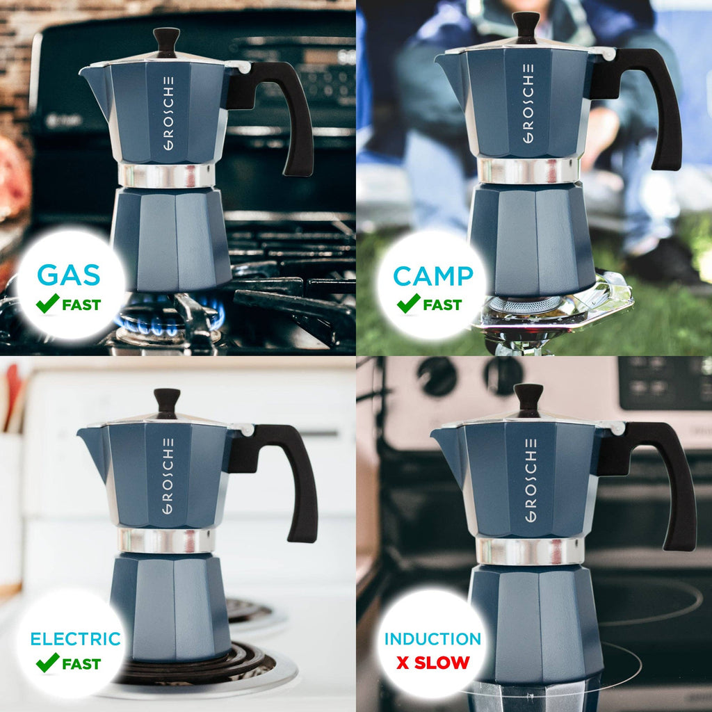 GROSCHE MILANO Stovetop Espresso Maker - Blue: 3 cup
