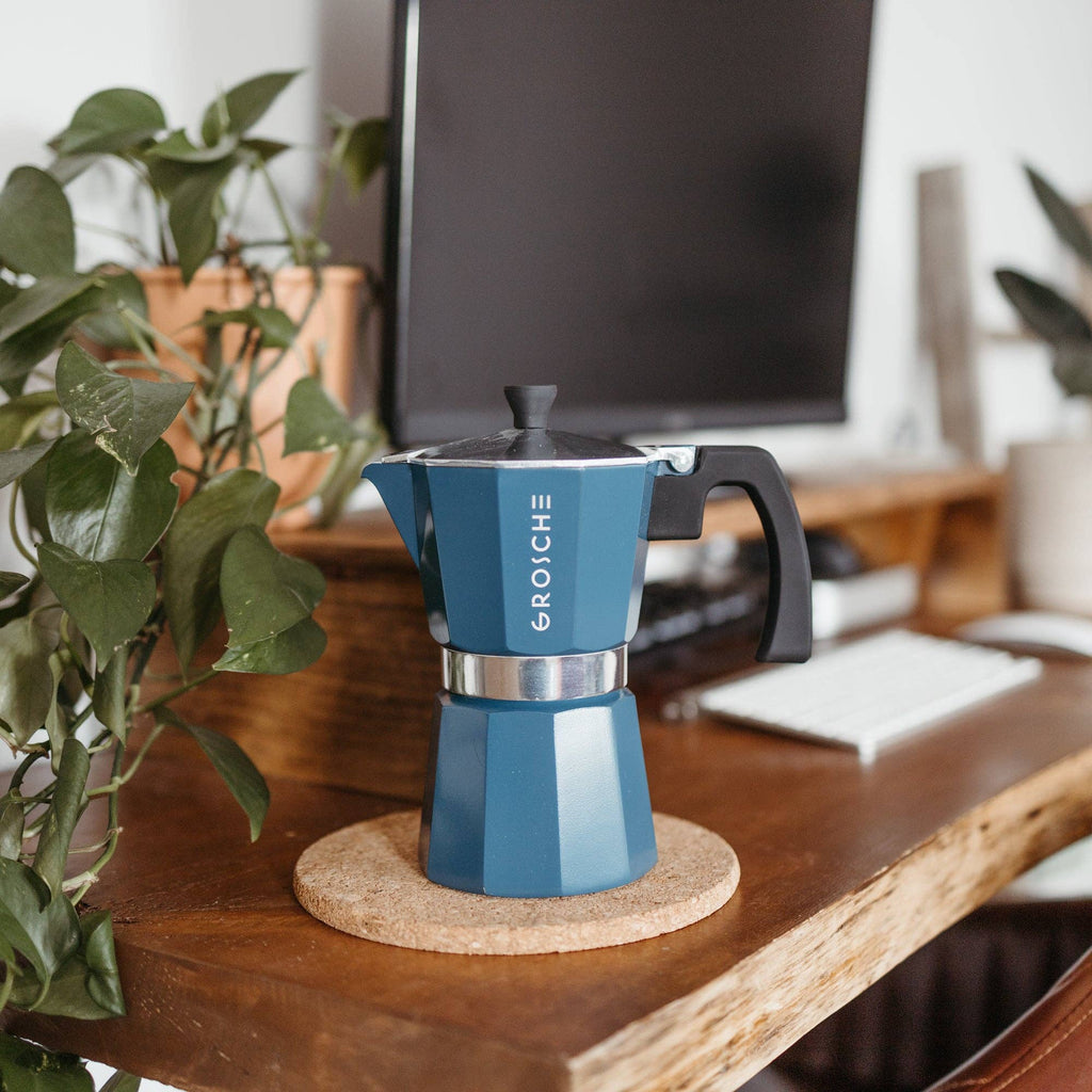 GROSCHE MILANO Stovetop Espresso Maker - Blue: 3 cup