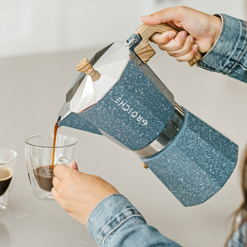 MILANO STONE Stovetop Espresso Maker - Indigo Blue: 6 cup