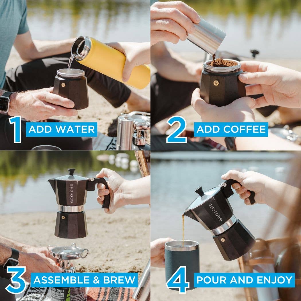 GROSCHE MILANO Stovetop Espresso Maker - Blue: 3 cup
