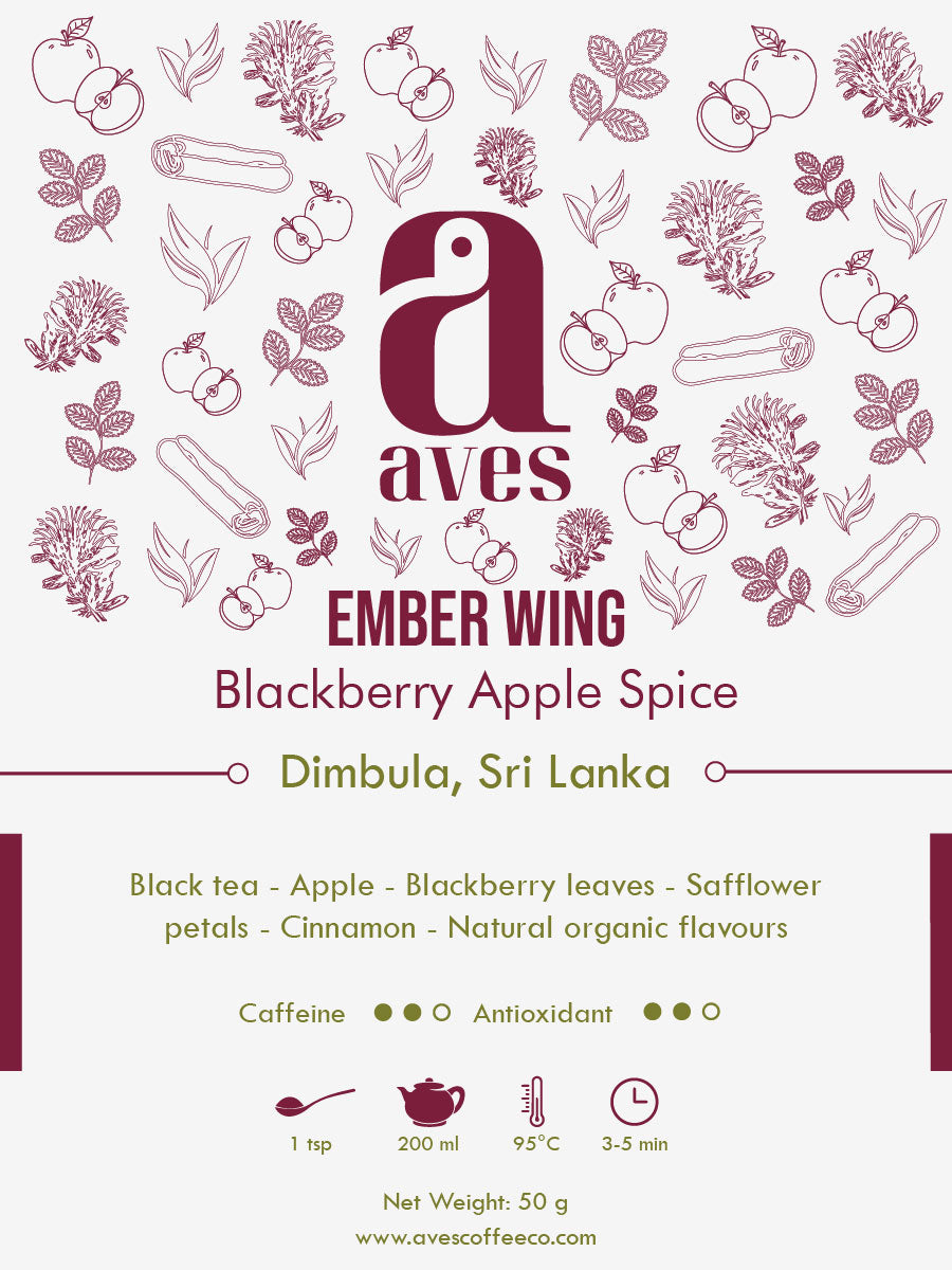 antioxidants – fresh and vibrant flavour.
Black tea: Loose black tea leaves – full-bodied aroma for a perfect morning brew.
Herbal tea: Colourful loose herbal tea blend with chamomile, mint, and petals – caffeine-free wellness tea.
Chai: Loose chai tea leaves with spices – aromatic Indian masala tea blend.
White tea: Delicate loose white tea leaves – smooth and subtle premium brew.
Aves Coffee Company. Loose Tea leaves