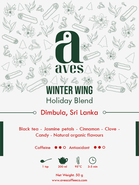 Green tea: Loose green tea leaves rich in antioxidants – fresh and vibrant flavour.
Black tea: Loose black tea leaves – full-bodied aroma for a perfect morning brew.
Herbal tea: Colourful loose herbal tea blend with chamomile, mint, and petals – caffeine-free wellness tea.
Chai: Loose chai tea leaves with spices – aromatic Indian masala tea blend.
White tea: Delicate loose white tea leaves – smooth and subtle premium brew.
Aves Coffee Company. Loose Tea leaves