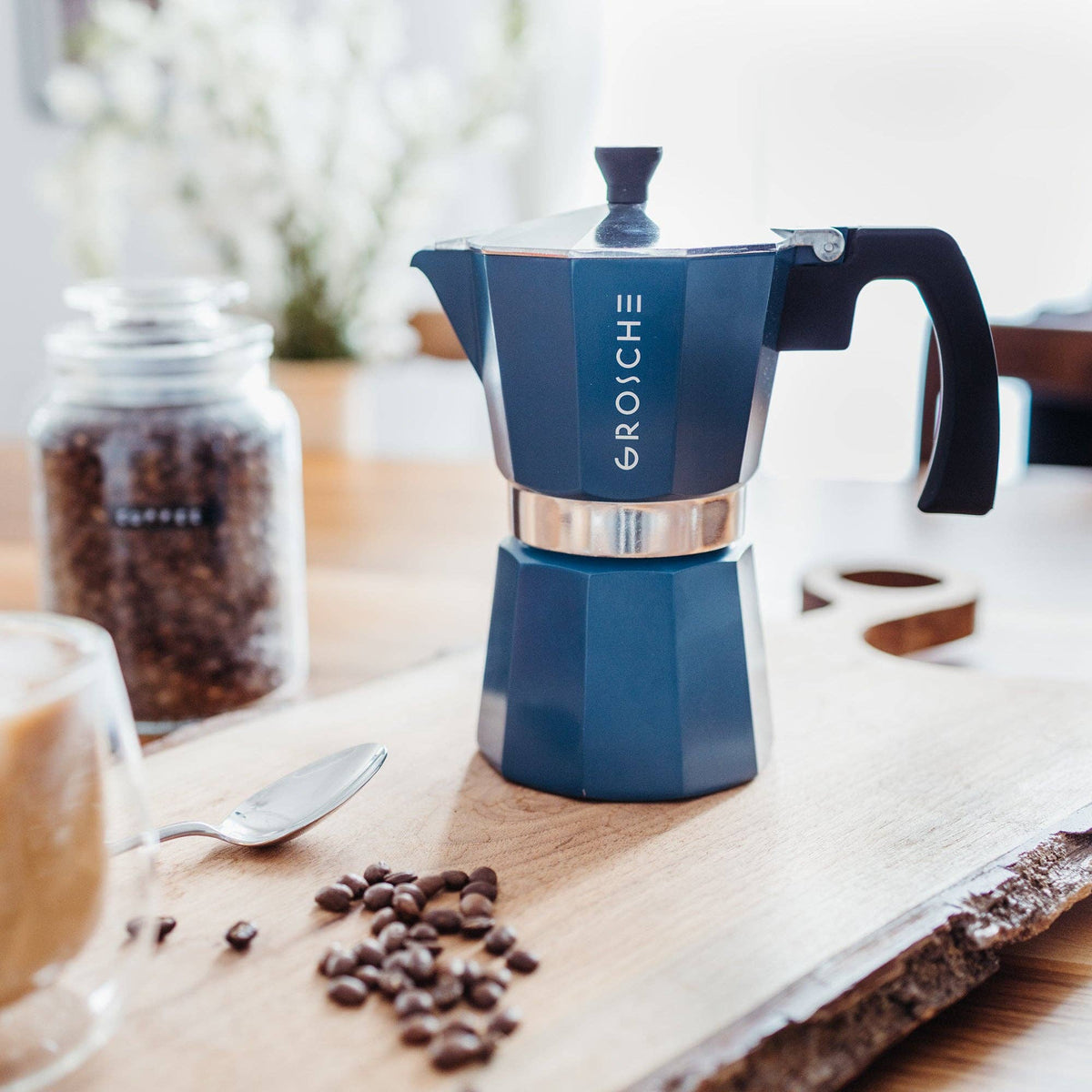 GROSCHE MILANO Stovetop Espresso Maker - Blue: 3 cup