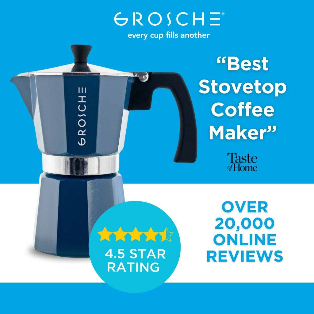 GROSCHE MILANO Stovetop Espresso Maker - Blue: 3 cup