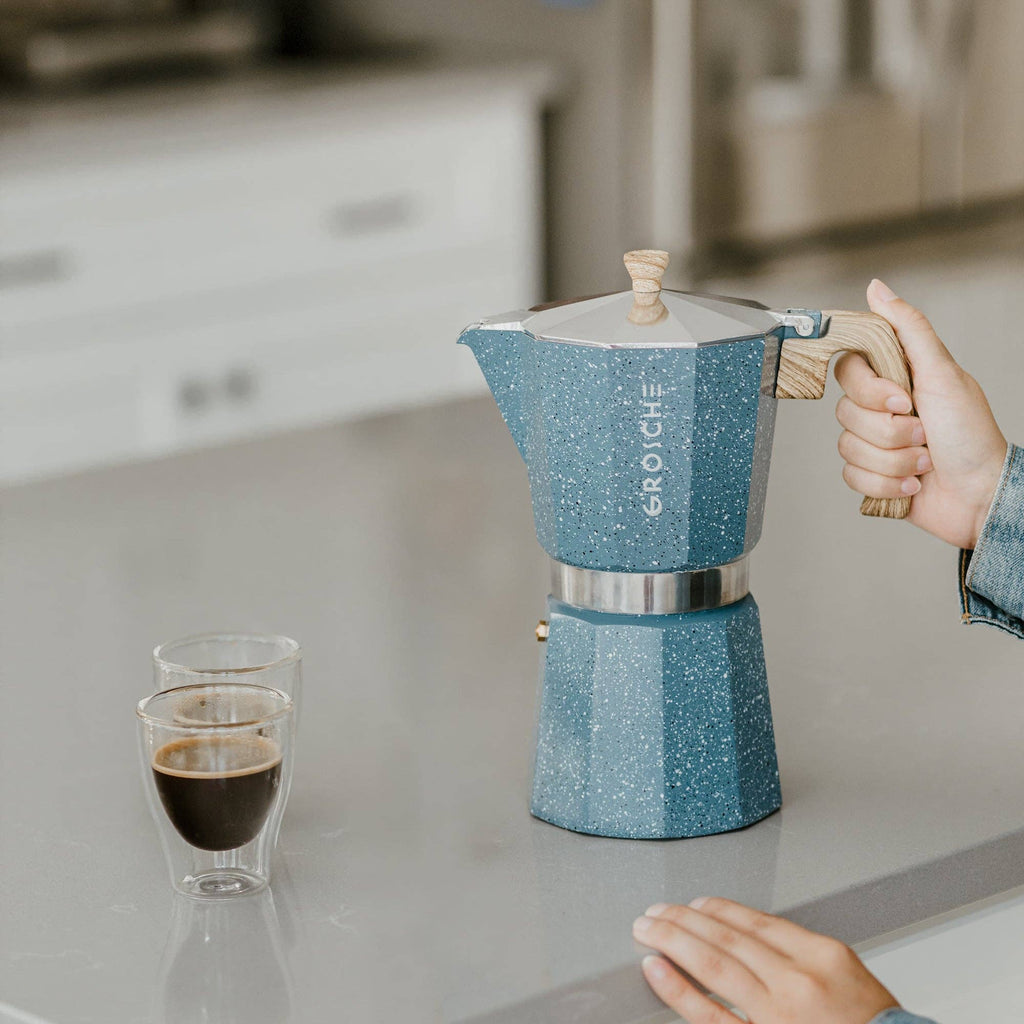 MILANO STONE Stovetop Espresso Maker - Indigo Blue: 6 cup