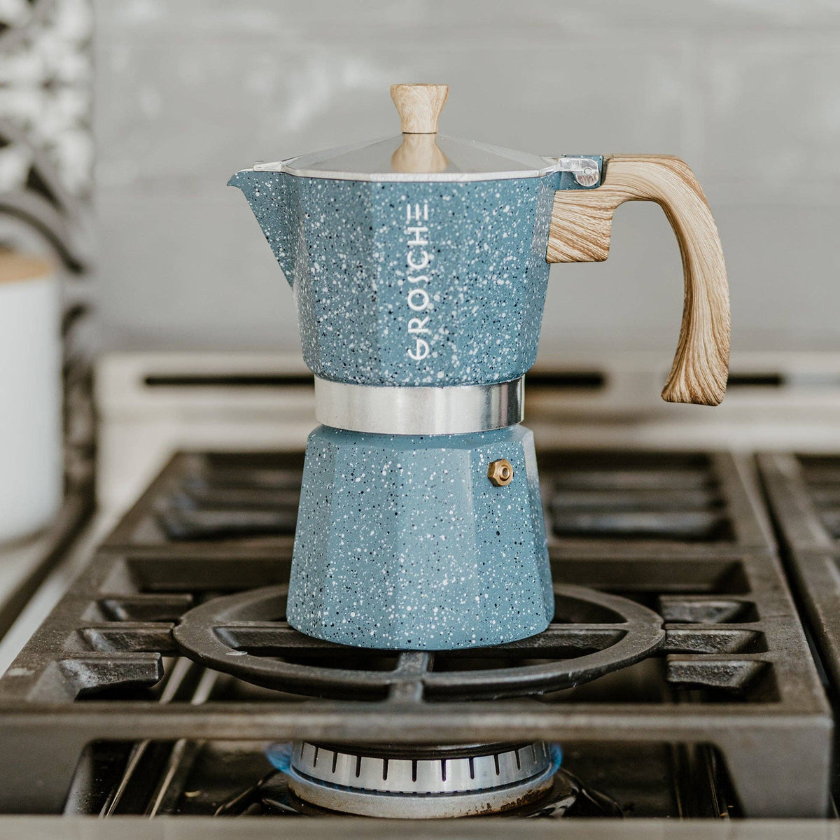 MILANO STONE Stovetop Espresso Maker - Indigo Blue: 6 cup